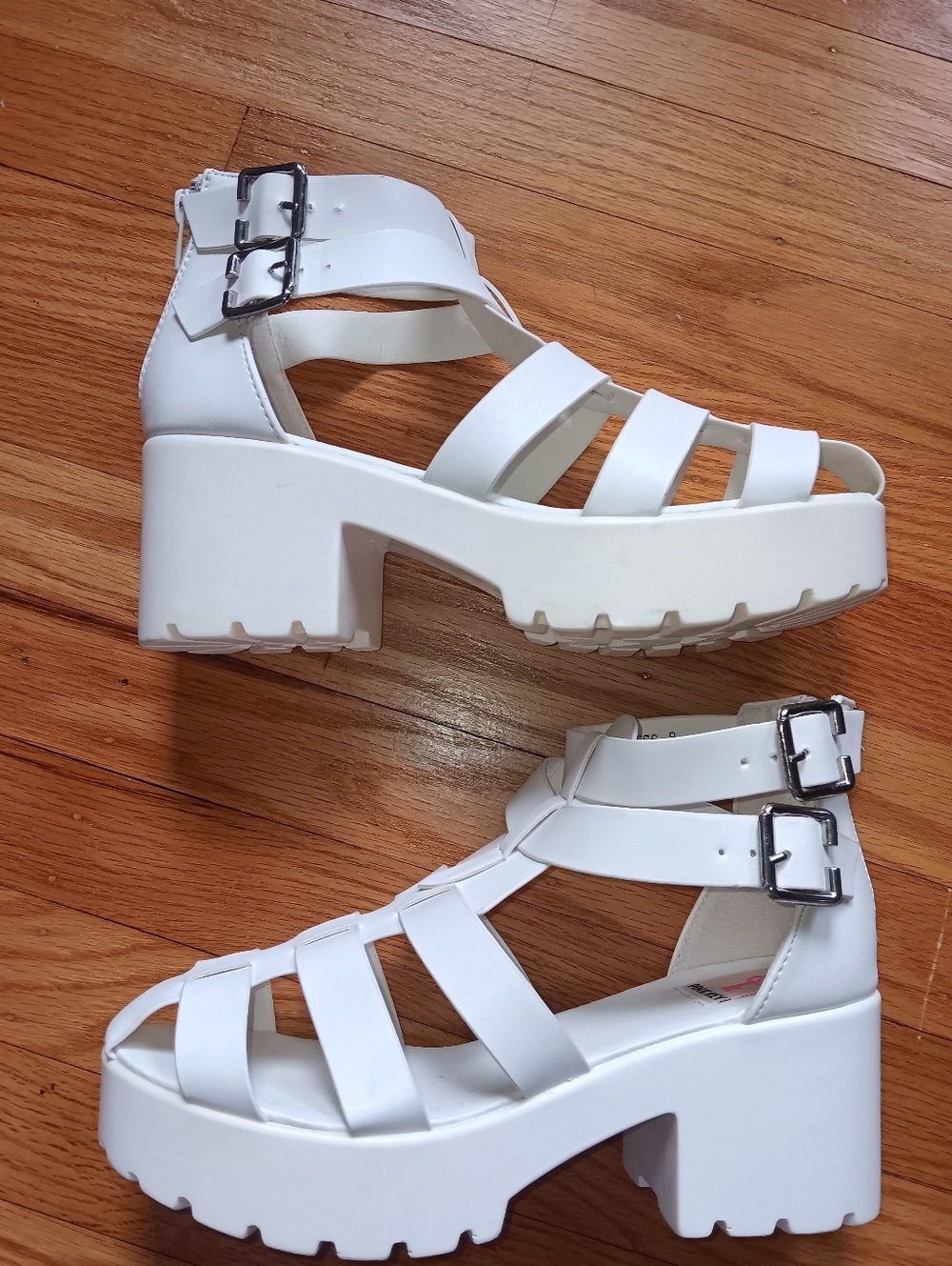 White Buckle Platform Sandals